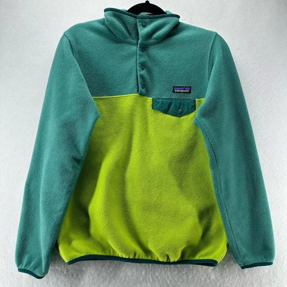 Patagonia Tops - Patagonia Sweatshirt Womens S Synchilla Snap-T Fleece Pullover Lightweight Green